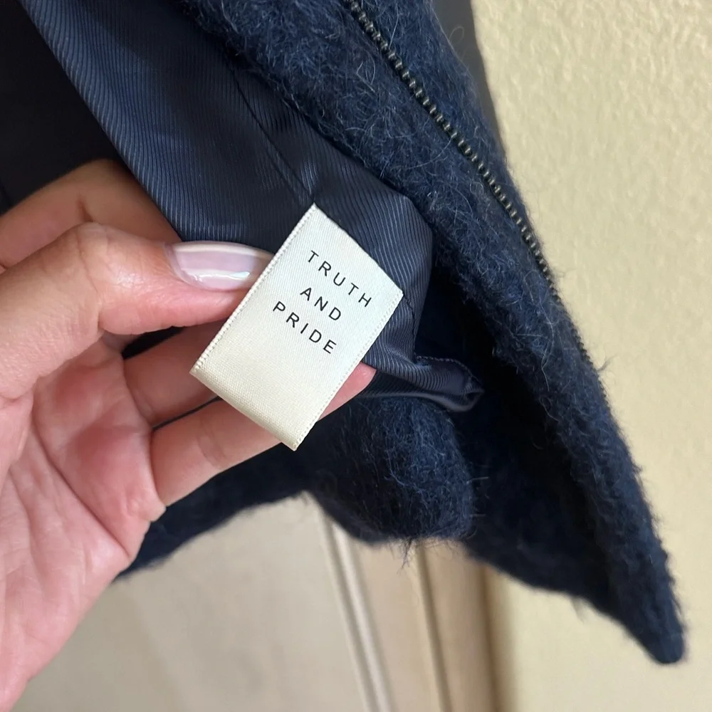 Truth and Pride Women's Navy and Black Sleeve Leather Jacket - Picture 7 of 11